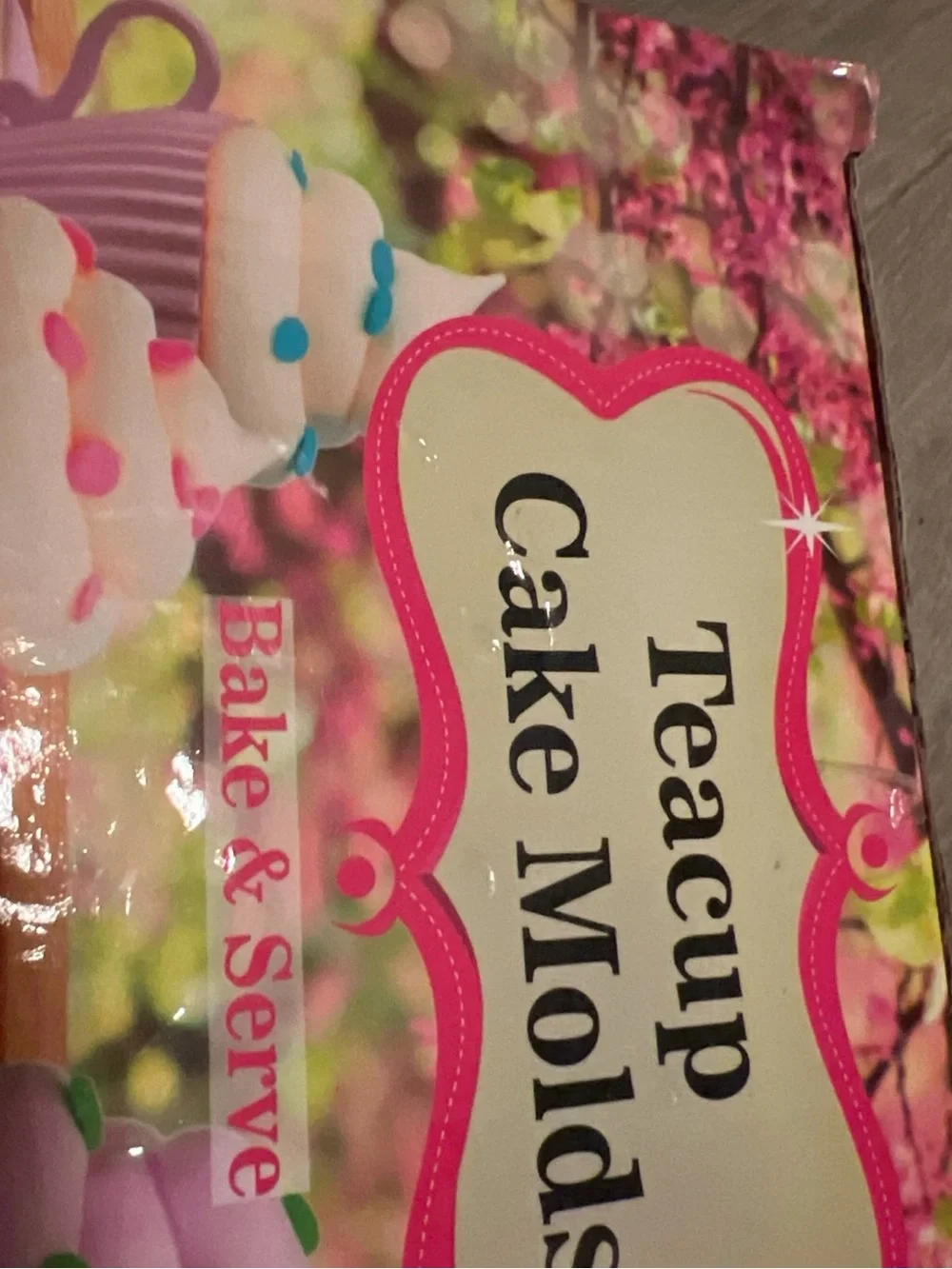 Bake & Serve Teacup Cupcake Molds - 4 Cups/Saucers - NIP Pink Box Has Been Open